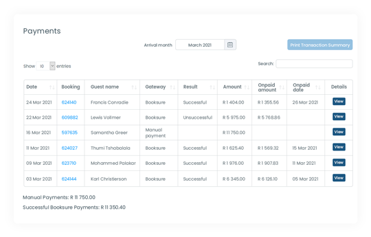 Track payments